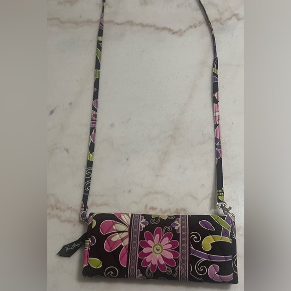 Vera Bradley Retired Purple Punch Tri-Fold Crossbody Wallet 2009 Pattern - Picture 4 of 7
